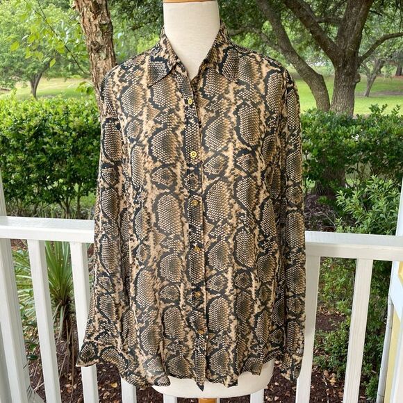 Craig Taylor Snakeskin Print Button Front Blouse - Picture 1 of 5